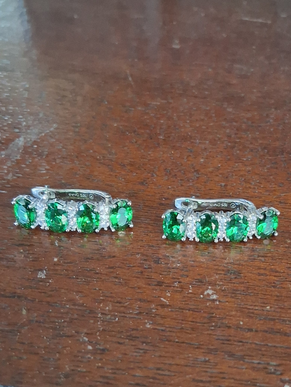 Sterling Silver Crystal Leverback Earrings